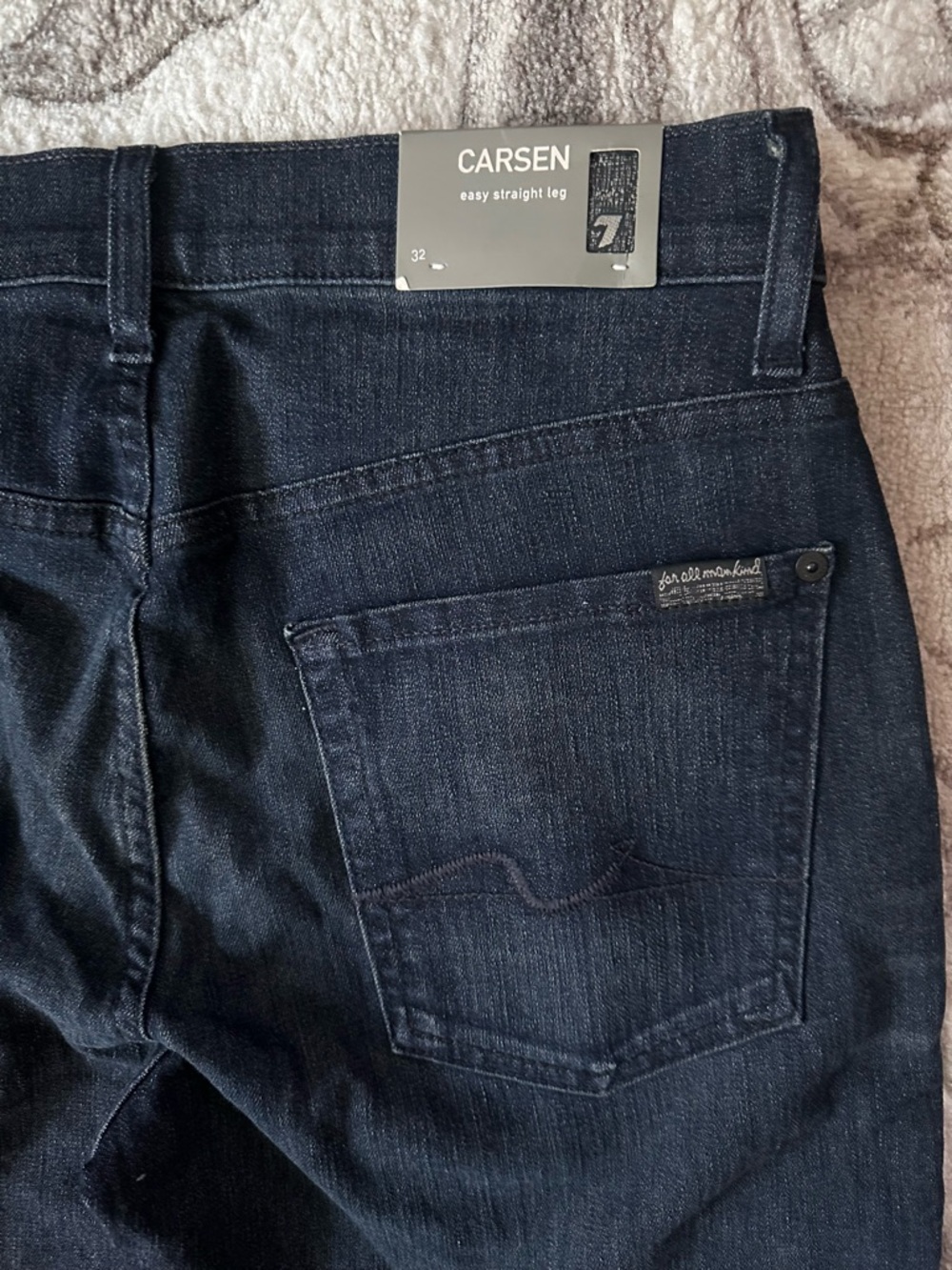 7 For All Mankind Carsen Men's Dark Blue ‘Easy Straight Leg’ Jeans NWT - Picture 7 of 9